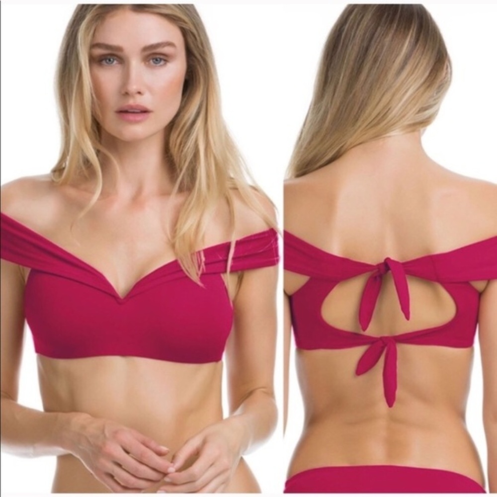 Becca Off the Shoulder Bikini Top Pink Size M